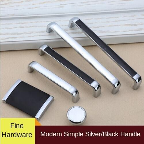 Zinc Alloy Handle Black Aluminum Sheet Kitchen Cabinet Door Handle Modern Wardrobe Drawer Knob Furniture Decoration