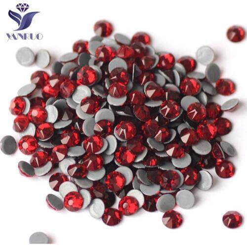 YANRUO 2088HF All Sizes Dark Siam Strass Hotfix Flatback Red Stones And Crystals Adhesive Rhinestones For Clothing
