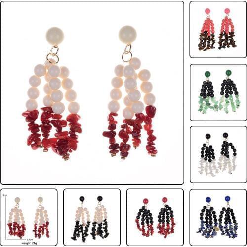 PPG&PGG 2019 New Acrylic Beads Tassel Statement Earrings Colorful Stones Drop Earrings for Charm Women Wedding
