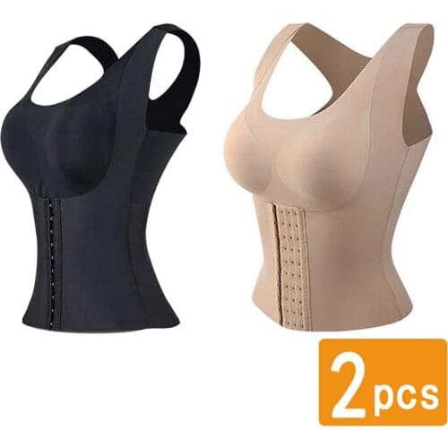 Women Posture Corrector Bra Reducing Girdle Seamless Underwear Slimming Belly Sheath Cross Back Tank Tops Body Fitness Vest