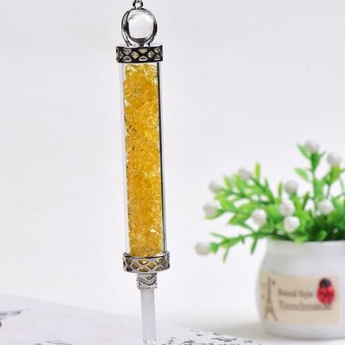 Natural Gravel Specimen Crystal Scepter Energy Transmitter Glass Crystal Wishing Bottle Art Necklace Amulet Of Unisex Charm Gift