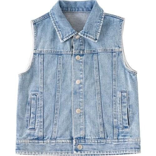Fashion Kids Girl Denim Vest Jackets Casual Outerwear Children Spring Autumn Clothing Kids Sleeveless Vests For 2-13Yrs