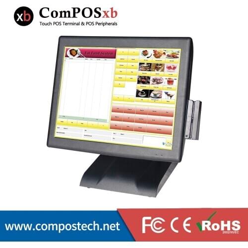 15 Inch Core I3 Touch Screen POS Ram 4G SSD 64G All In One Point Of Sale Epos System For Retail Store With Customer Display