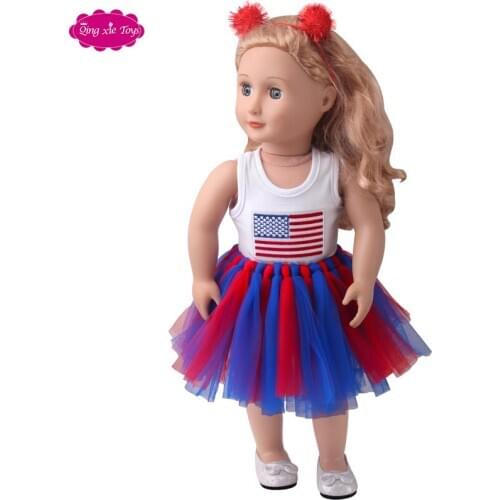 An 18-inch doll dress American flag girls' favorite Christmas gift also fits a 43CM doll