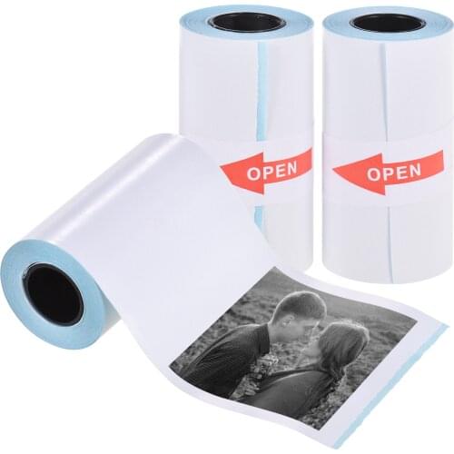 3 Rolls 57x30mm Thermal Paper Roll Receipt Paper Self-Adhesive BPA-Free Long-Lasting 10 Years for Pocket Thermal Photo Printer