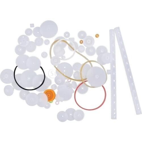 75pcs/Set Plastic Gear Model Gearbox Rack Pulley Belt Worm Gear Single Double Gear Teeh Aircraft Craft Toolkit