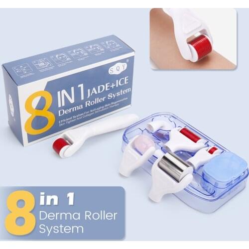 8 In1 Derma Roller Micro Needle Roller Kit Micro-needling Roller Titanium Mezoroller Skin Care Sterile Device for Face Eye Body