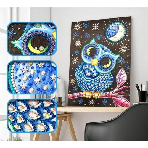 Special Shaped Diamond Painting Lovely Owl Style DIY 5D Partial Drill Cross Stitch Kit Crystal Diamond Paintings Home Decoration