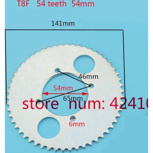 Free shipping T8F 54T chain plate 54mm 54 Tooth Rear Chain Sprocket For 47cc 49cc Pocket Bike Mini Moto Quad ATV