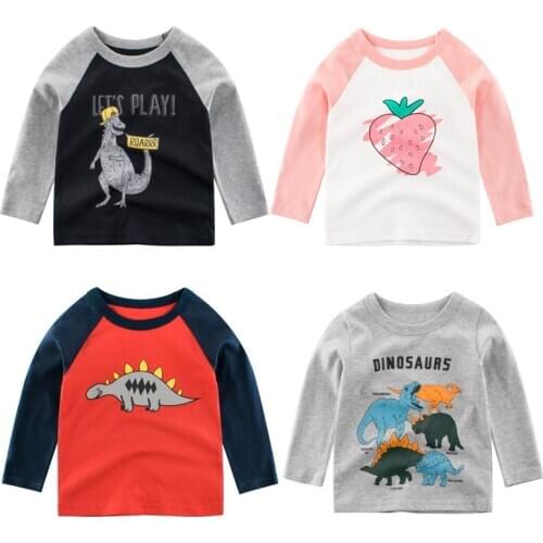 For 2 4 6 8 10 Years Children long sleeves T-shirt Boys Girls Autumn Tee Tops Costume For Kids Clothing Baby 100%Cotton T Shirt