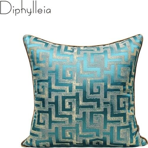 Diphylleia Modern Upholstery Throw Pillow Cover Abstract Geometric Chinese Style Jacquard Square Cushion Case Chic Home Decor