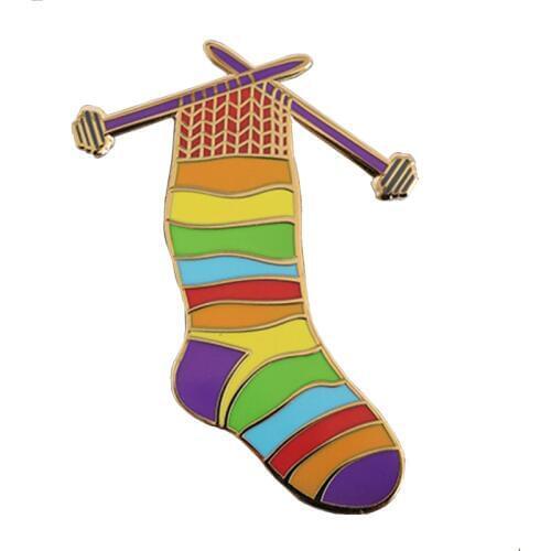 Knitting enamel pin
