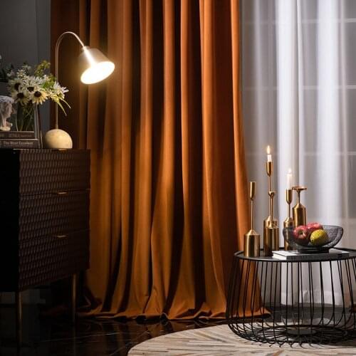 European Style Modern Minimalist Curtain for Living Room Bedroom Blackout Curtains Imitation Mink Velvet Curtains