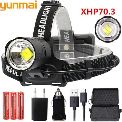 NEW XHP70.3 LED 32W zoom Led headlamp 8000lm SUPER bright powerful head lamp flashlight lantern for running use 3*18650 battery