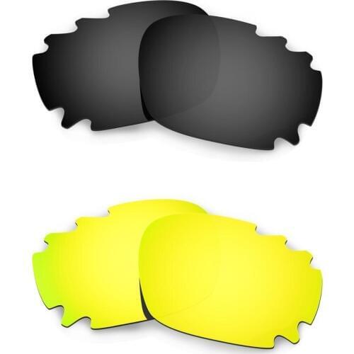 HKUCO For Jawbone-Vented Sunglasses Replacement Polarized Lenses 2 Pairs - Black & Gold