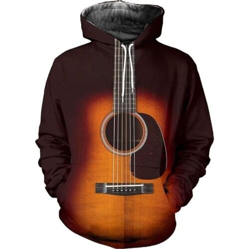 3D all print Guitar Art zipper Sweatshirt casual Street hip hop fashion Hoodie