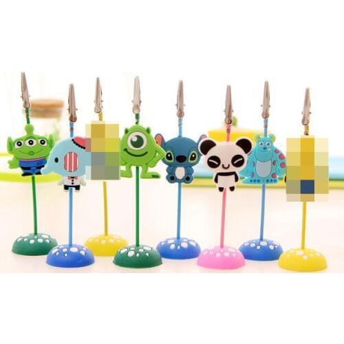 Kawaii Cartoon Metal Memo Clips Note Card Stand Holders Photo Holder Office Supplies Organizer foto houder