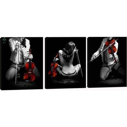 Lady With Violin Abstract Fashion Canvas Wall Art Home Decoration