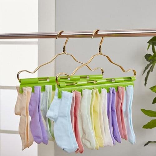 Multi Purpose Clip Hanger Sock Underwear Towel Hanger Drying Plastic Easy to Use Green CLH@8