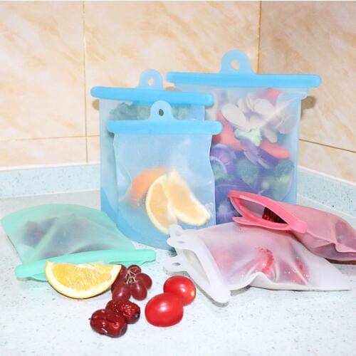 Multifunctional Vacuum Silica Gel Fresh Keeping Bag Kitchen Self Sealing Sealed Bag Refrigerator Food Fruit Freezing Storage Bag
