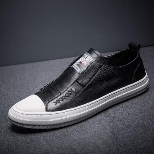 Men Genuine Leather Shoes Slip On Black Shoes Real Leather Loafers Mens Moccasins Shoes Italian Designer Shoes