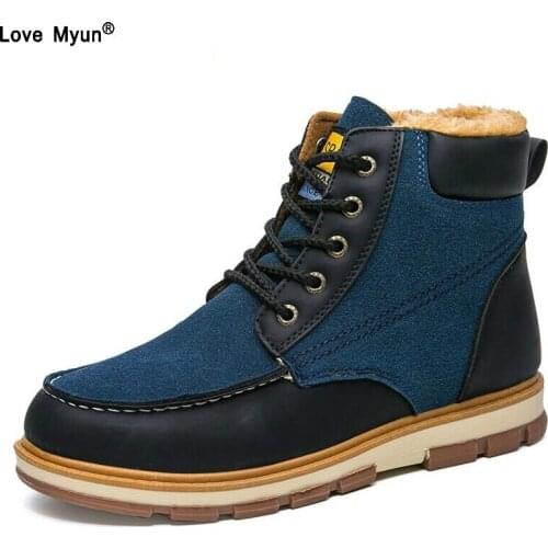 Super Warm Mens Winter Pu Leather Ankle Boots Men Winter Waterproof Snow Boots Leisure Martin Winter Boots Shoes Mens663