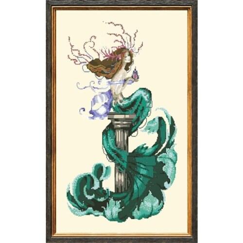 Chasing dreams mermaid cross stitch kit aida fabric 18ct 14ct 11ct light yellow canvas cotton thread beads embroidery craft set