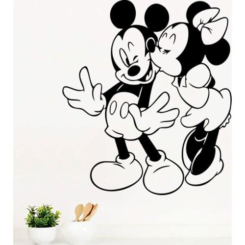 Disney Mickey Minnie Lover Home Decal Cartoon Wall Stickers For Kids Room Nursery Baby Bedroom Wall Art Decoration Vinyl Poster