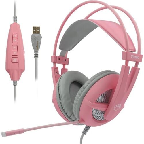 G238 PINK Cute 7.1 Surround Headphone for Computer Headset Gamer USB Wired E-Sports Gaming Headset with Microphone