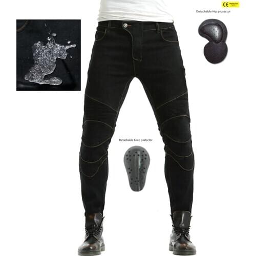 Motorcycle waterproof jeans motorcycle riding rainproof and fall-proof straight jeans black jeans
