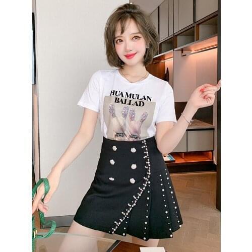 Top Quality Classic print with diamond crew neck short sleeve new summer T-shirt