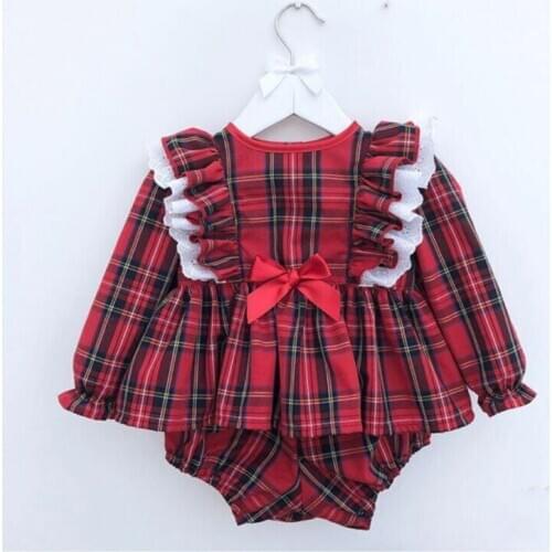 NEW 2020 Christmas Newborn Baby Girl Plaid Clothes Ruffle Romper Jumpsuit Dress Outfit