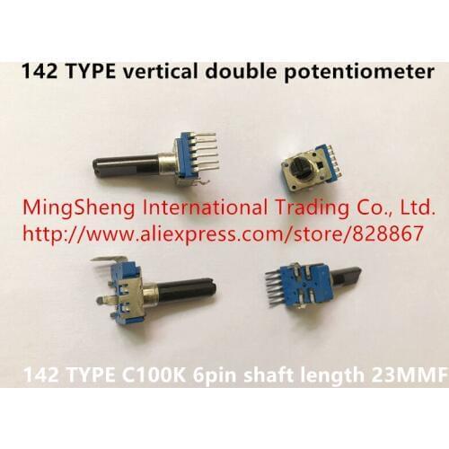 Original new 100% 142 TYPE vertical double potentiometer 6pin C100K shaft length 23MMF (SWITCH)
