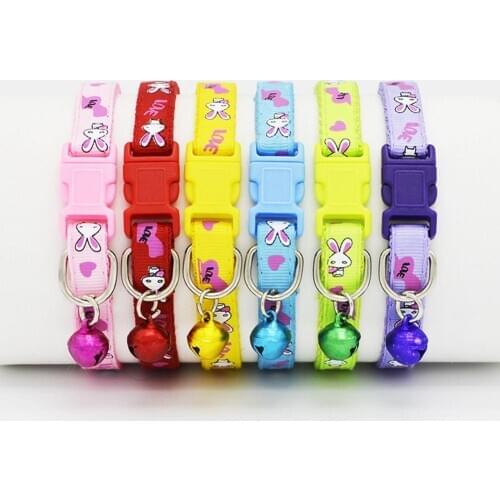 Cute Pet Dog Cat Collar Reflective With Bell Adjustable Suitable Travel Portable Collar For Small And Medium Dogs Pet Supplies
