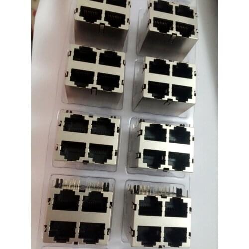 YYT 2PCS RJ45 socket 2*2 4-port network interfaces with four RJ45 socket bomb illuminated crystal head female