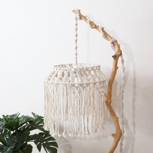Chic Macrame Lamp Shade Hanging Ceiling Pendant Light Cover for Modern Home Bedroom Living Room Nursery Dorm Room Bohemian Decor