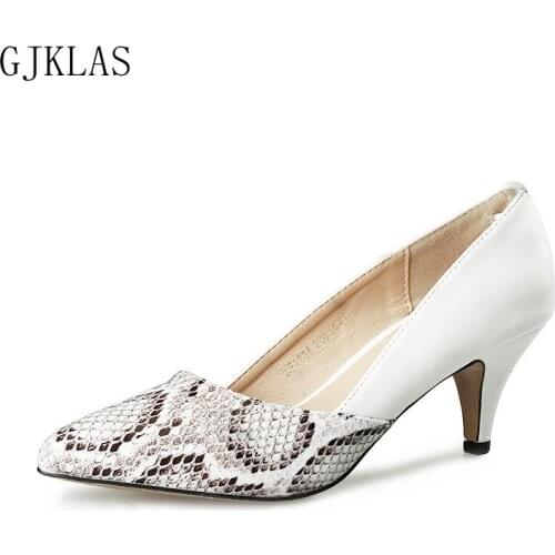 Snake Print Kitten Heels Leather Dress Shoes Women Pumps Sexy Fashion Sexy Comfy Shallow Woman Shoes Loafers Women Kitten Heels