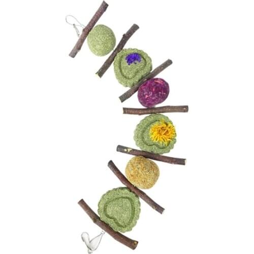 Petal Shaped Molar String Licorice Pie Little Animals Rabbit Hamster Guinea-pig Toys Tree Branches Grass Ball Hanging Cage