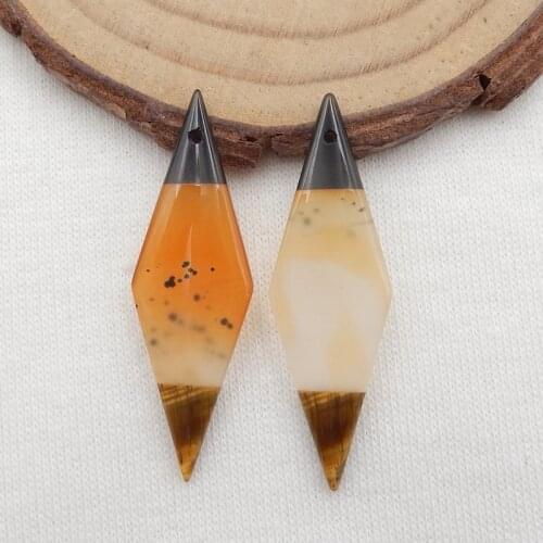 Jewelry accessories, birthday gift,Nugget Red Agate,Obsidian,Tiger Eye fashion women Earring Bead,36x11x4mm,3.2g