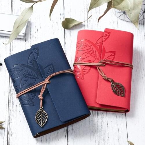 A7 Leaf texture Soft Leather Binder Spiral Notebook Loose-leaf Planner Daily School Note Book Office Supplies Stationery Gift