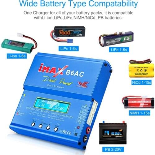IMAX B6 AC RC Charger 80W B6AC 6A Balance Charger Digital LCD Screen Li-ion LiFe Nimh Nicd PB Lipo Battery Discharger