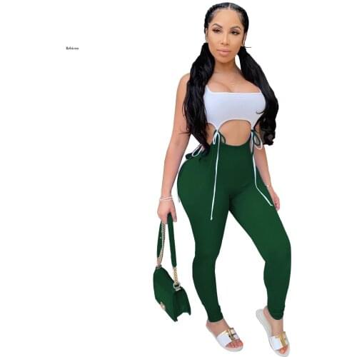 Womens Sexy Bodycon Jumpsuits Summer Sleeveless Patchwork Waist Sexy Long Jumpsuit Playsuit Romper Trousers