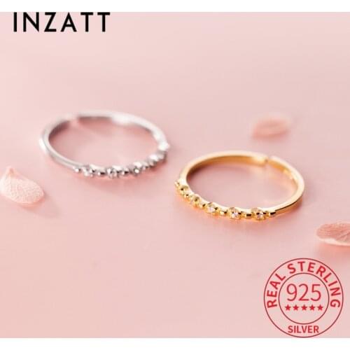 INZATT Real 925 Sterling Silver Zircon Adjustable Ring For Fashion Women Party Minimalist Fine Jewelry Bohemian Accessories