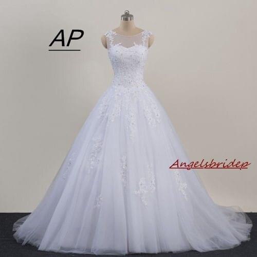 Angelsbridep Ball Gown Tulle Wedding Dress 2021 Simple Bohemian Romantic Cap-Sleeve Bruidsjurken Formal Fantasy Bride Gowns