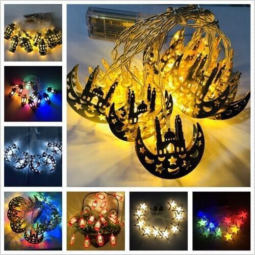 1.65m 10leds Moon Star Fairy String Lights Garland Ramadan Decorations Lights for Home Eid Mubarak Room Led Curtain Decor Lamp