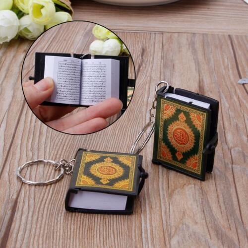 1 PC Mini Ark Quran Book Real Paper Can Read Arabic The Koran Keychain Muslim Jewelry Decoration Gift