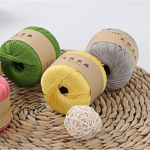 2pieces Tencel Linen Thread Hand-Woven DIY Material Package Crochet Cushion Doll Thread Medium Thickness Wool Ball