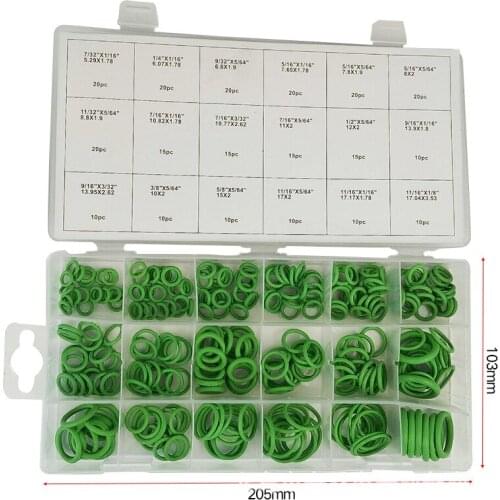270pcs Rubber O-ring Gasket Assorted Car Air Conditioning Compressor O-ring Seal Gasket Rubber Washer Seals Green Color