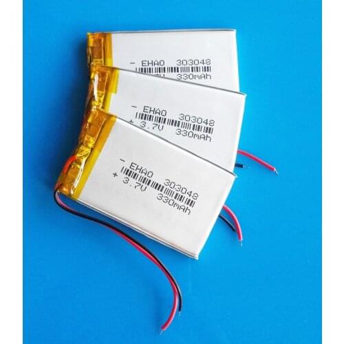 Lot 3 pcs 3.7V 330mAh 303048 lipo polymer lithium rechargeable battery for MP3 GPS DVD bluetooth recorder headset e-book camera