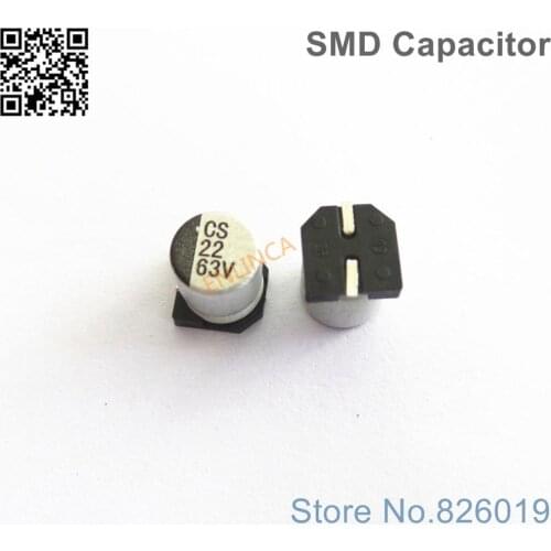 300pcs/lot 63V 22uf SMD Aluminum Electrolytic Capacitors size 6.3*7.7 22uf 63V